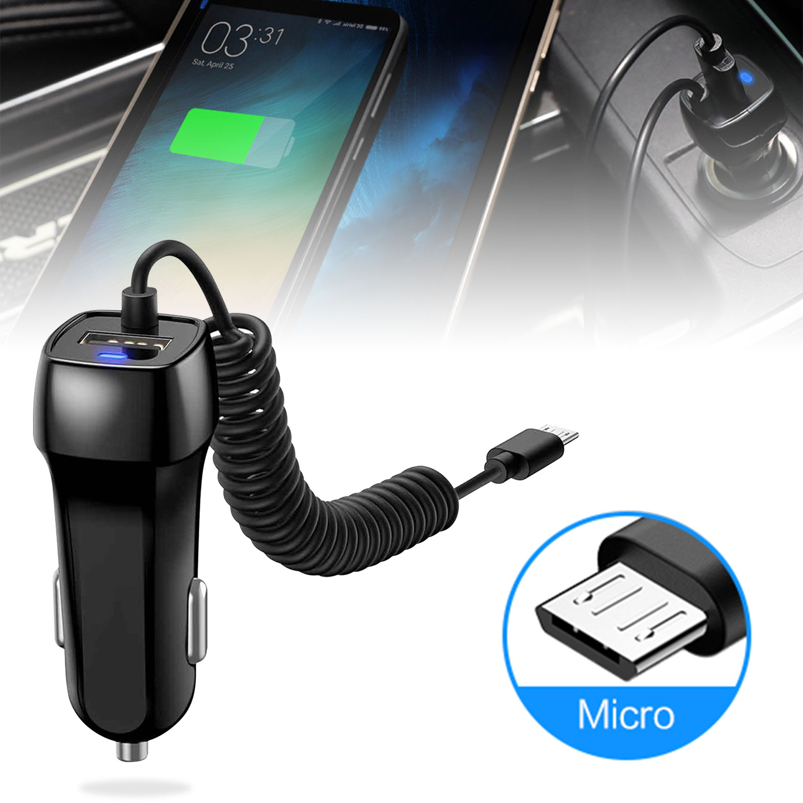 FAST Rapid Car Charger Type C Micro USB Charging For Android Samsung